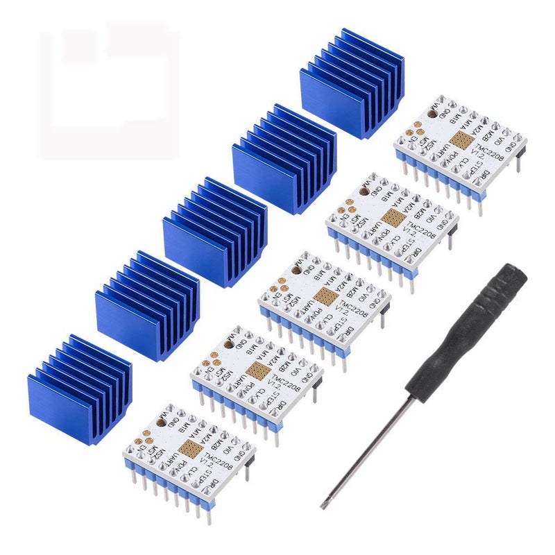 DORHEA 5Pcs TMC2208 3D Printer Stepper Motor Driver, DORHEA TMC2208 V1.2 Stepper Driver Module with Heat Sink Screwdriver for 3D Printer Controller Mother Boards Reprap Ramps1.4 MKS Prusa i3 Ender-3 Pro - Image 1